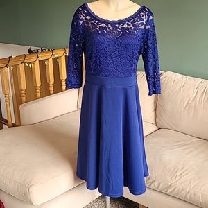 Retro look lace cocktail dress, royal blue in size XL
